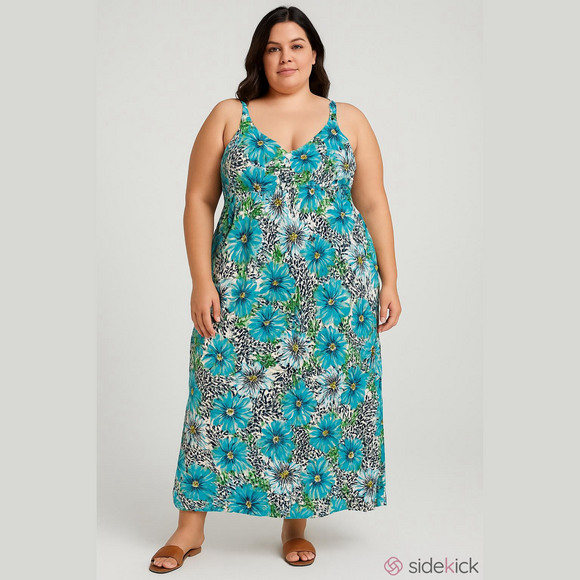 NWT Cacique Floral Maxi Dress Lounge Gown 18 20 - Picture 2 of 7